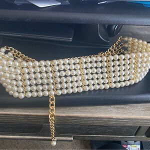 Elegant Pearl and Gold Chain Belt,28” - 35”, classy, beautiful, wow, fun